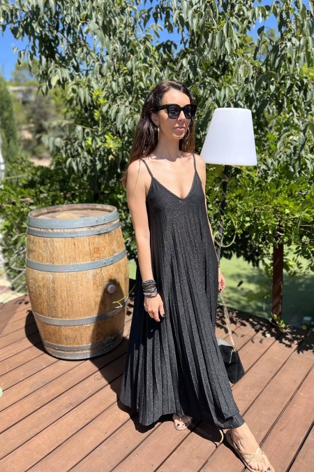 ROBE NOIRE PLISSÉE ROSALIA